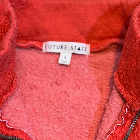 Future State Women’s Small Red Skull Fire Zip Long Sleeve Pullover Sweater Retro - Picture 7 of 8